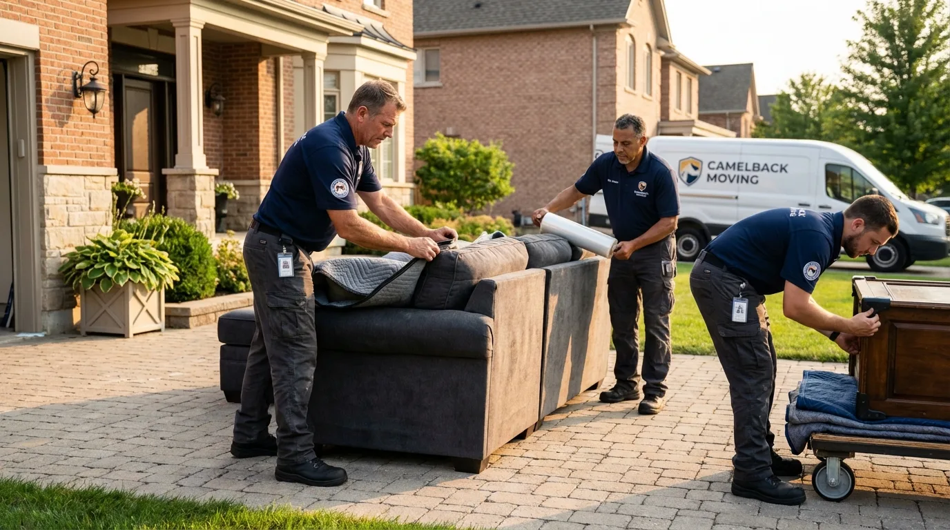 Large estate moving crew wrapping furniture in Odon, IN